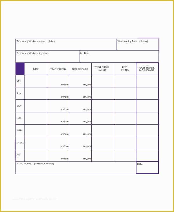 Construction Timesheet Template Free Of 17 Timesheet Templates Word Docs Excel