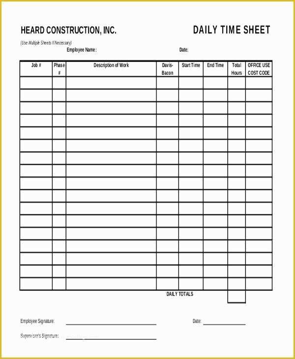 Construction Timesheet Template Free Of 28 Printable Timesheet Templates