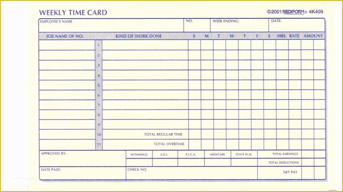 Construction Timesheet Template Free Of 4 Best Of Printable Weekly Time Card Template