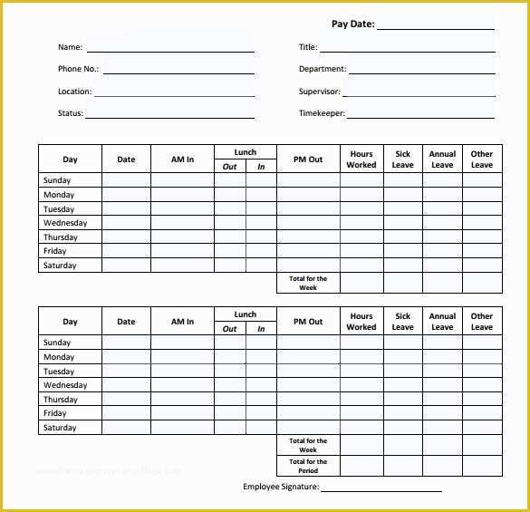 Construction Weekly Timesheet Templates