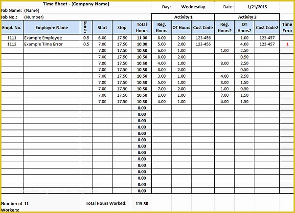Construction Timesheet Template Free Of Download Timesheet Template for Excel