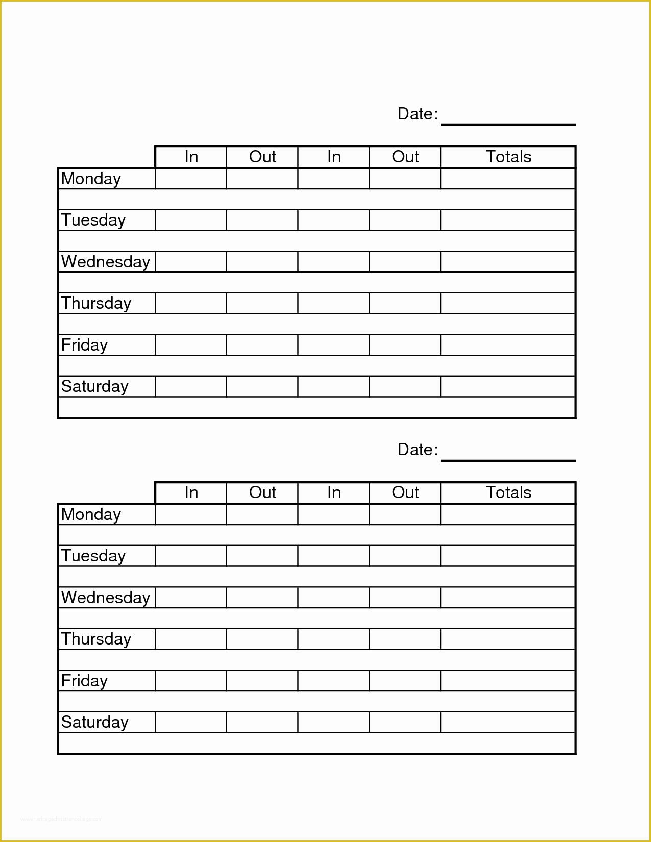 Construction Timesheet Template Free Of Two Week Time Sheets Employee Time Sheets