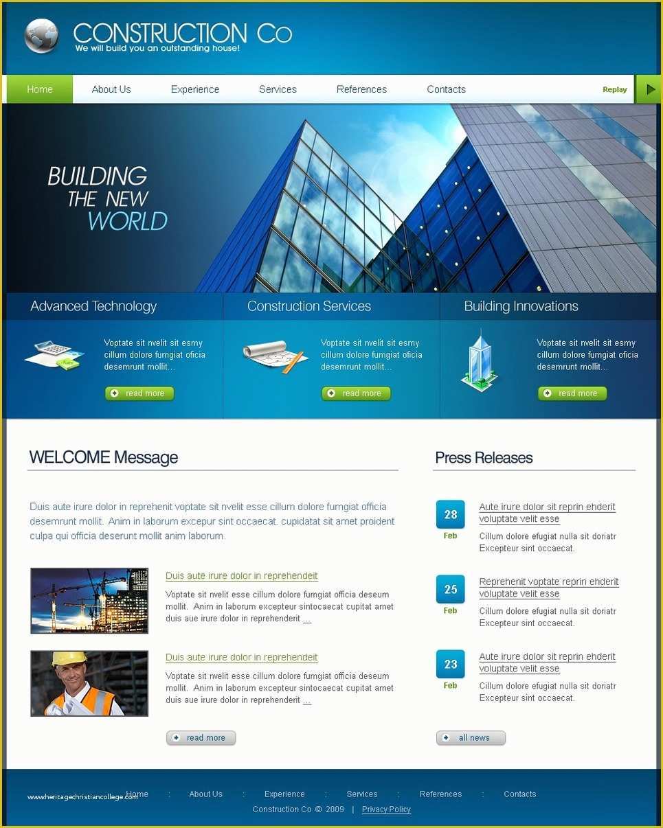 Construction Website Templates Free Of Construction Pany Website Template