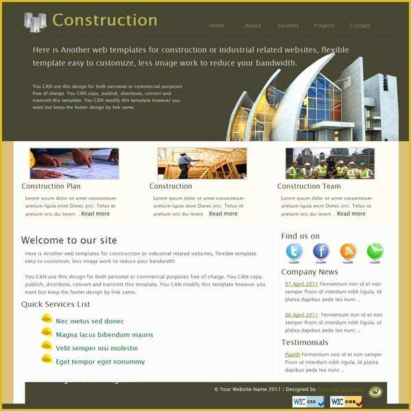 Construction Website Templates Free Of Free Construction Pany Web Site Template