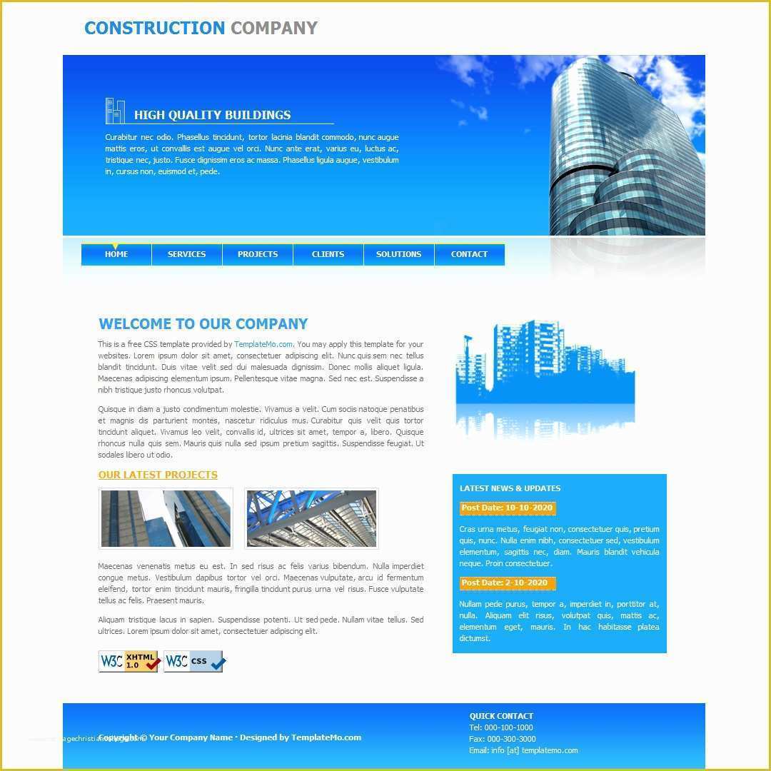 Construction Website Templates Free Of Free Template 035 Construction