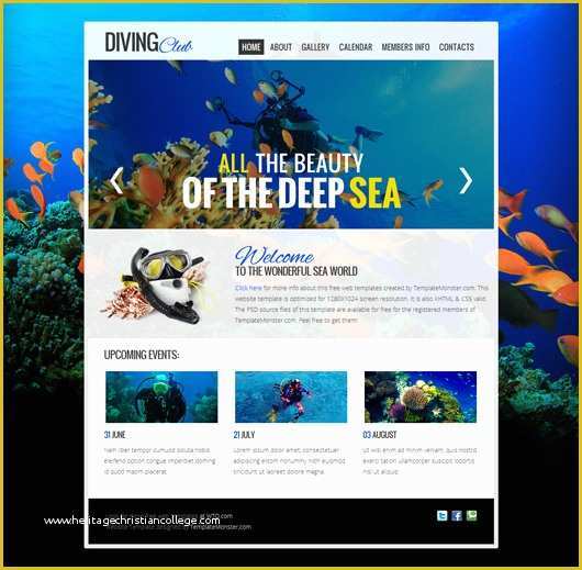 Construction Website Templates HTML5 Free Download Of Diving Club – Free HTML5 Template