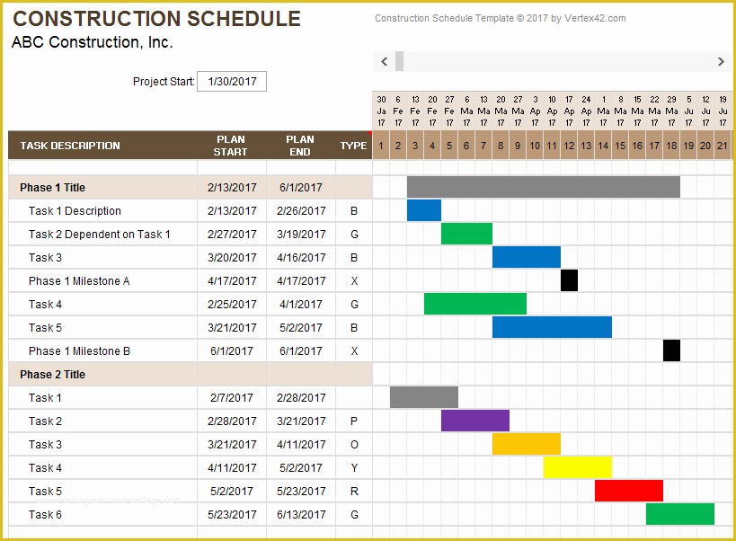 Construction Work Schedule Templates Free Of Construction Schedule Template
