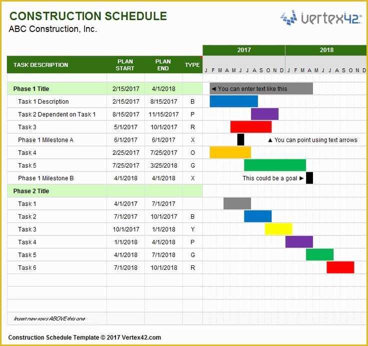 Construction Work Schedule Templates Free Of Download A Free Construction Schedule Template From
