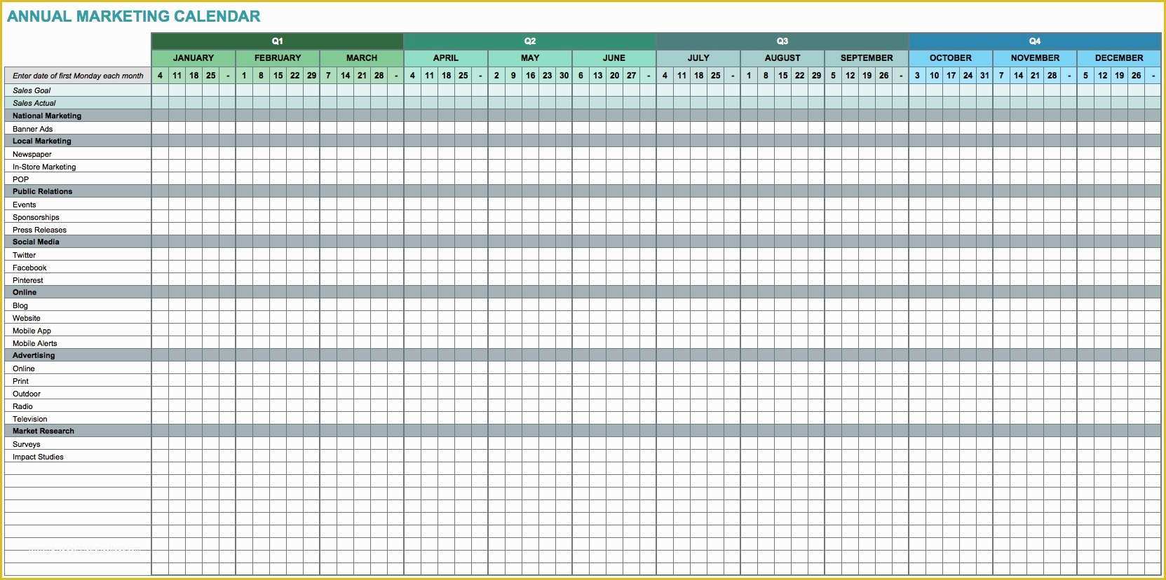Content Calendar Template Free Of 9 Free Marketing Calendar Templates for Excel Smartsheet