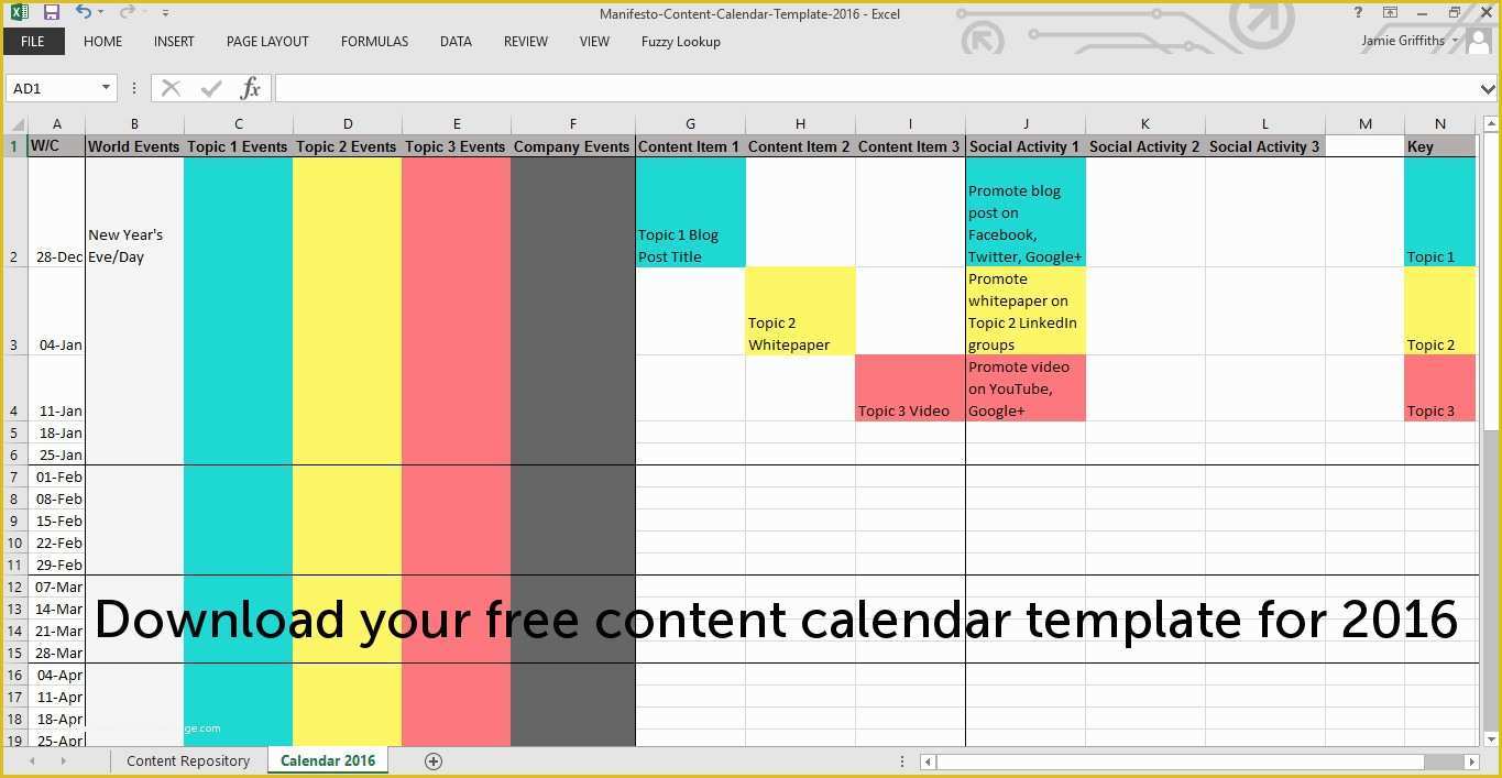 Content Calendar Template Free Of Content Calendar Template Excel Templates Station