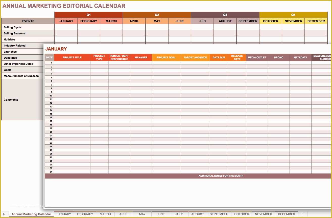 Content Calendar Template Free Of Editorial Calendar Template