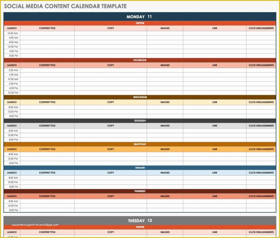 Content Calendar Template Free Of Free social Media Calendar Templates