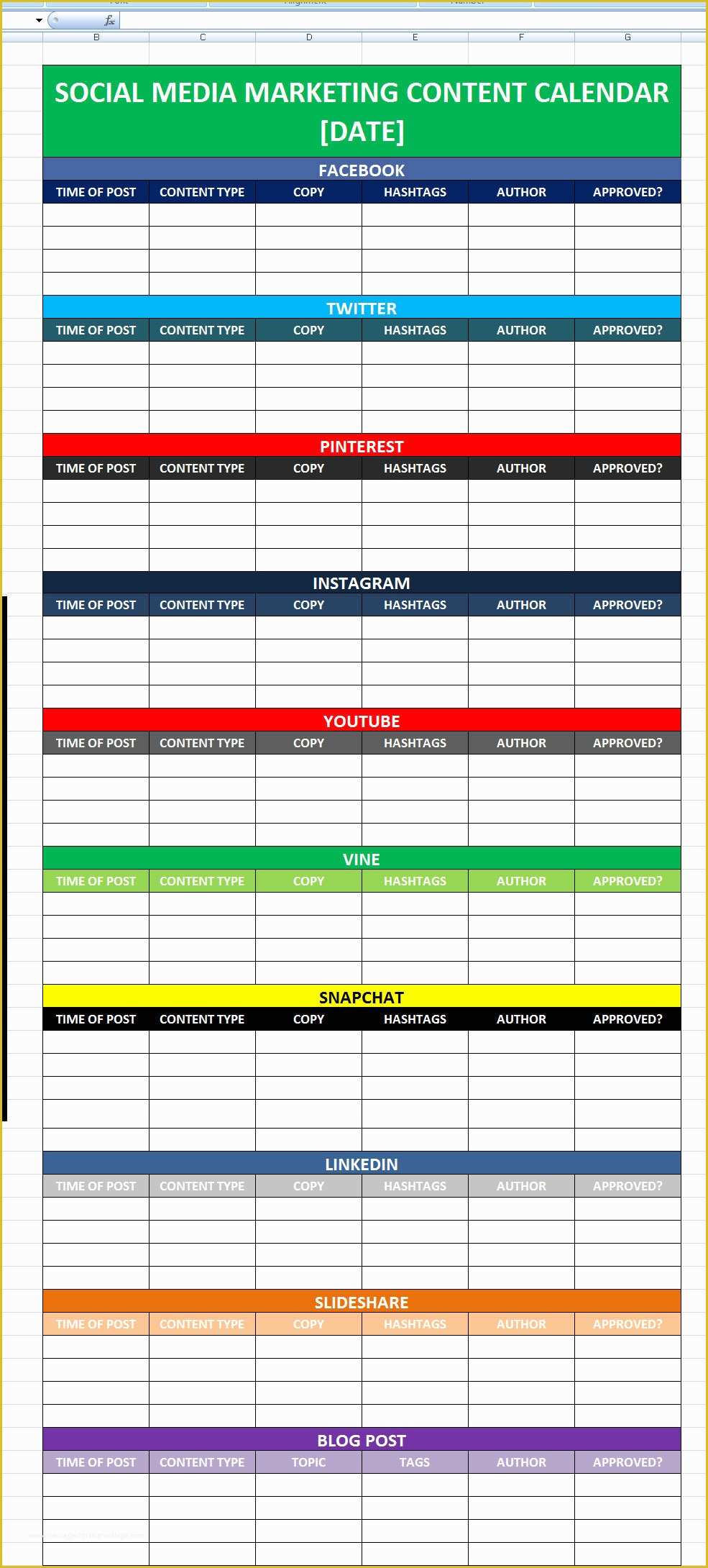 Content Calendar Template Free Of social Media Calendar Template