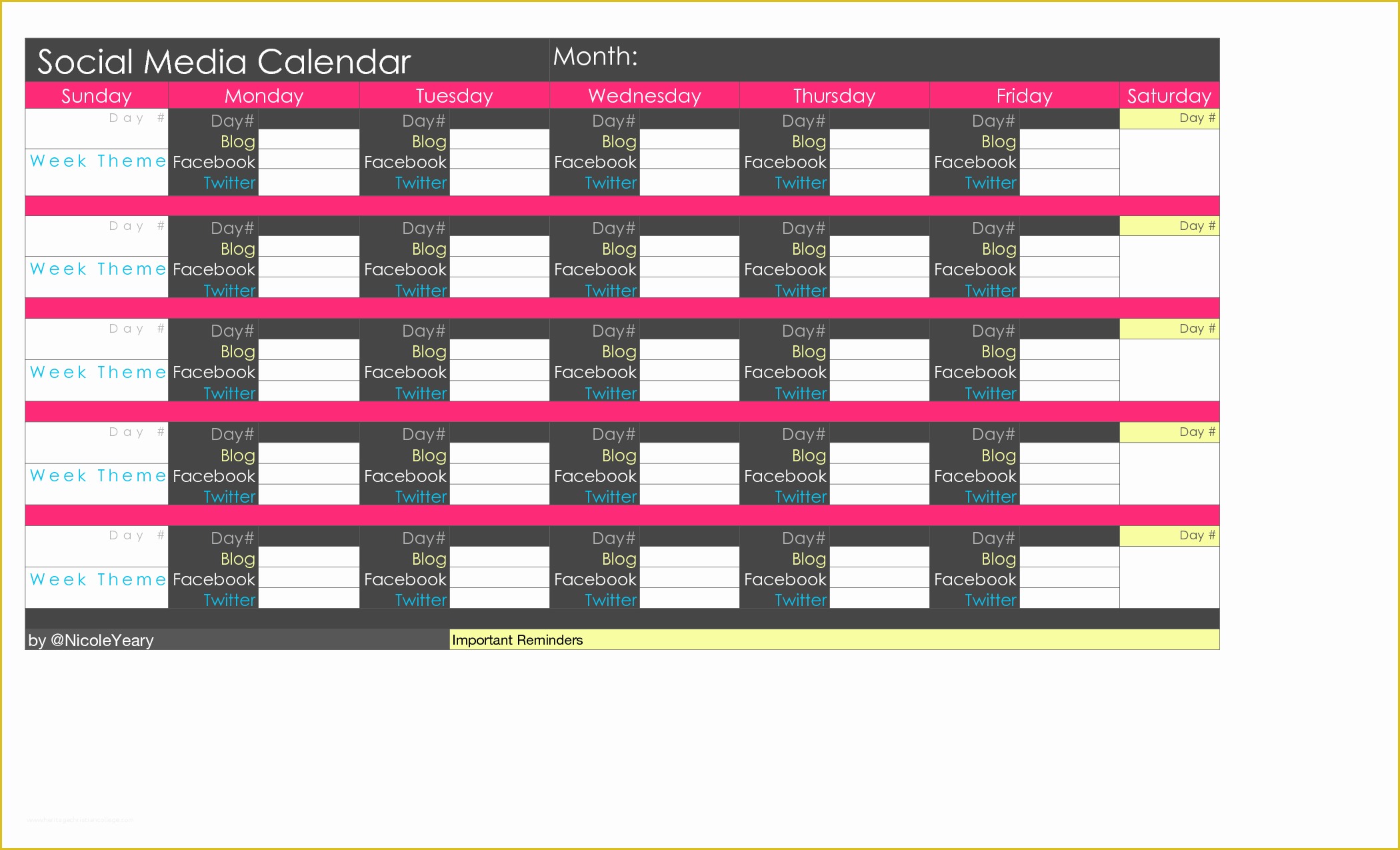 Content Calendar Template Free Of social Media Content Calendar Template