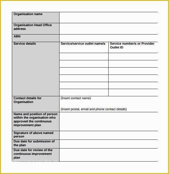 Continuous Improvement Template Free Of Sample Improvement Plan Template 13 Free Documents