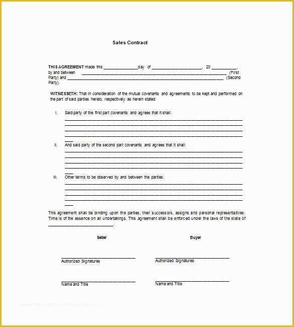 Contract for Sale Of Goods Template Free Of Sales Contract Template – 12 Free Word Pdf Documents