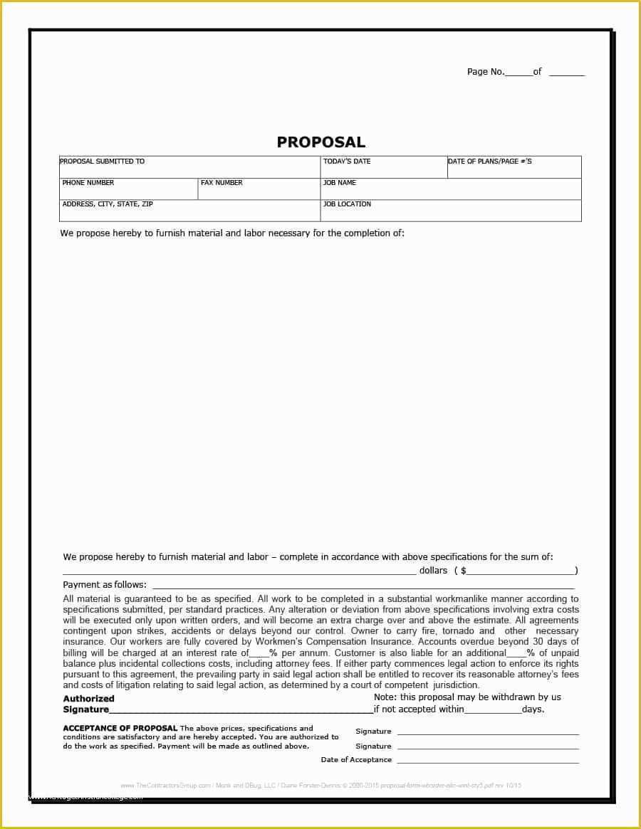 Contractor Bid Sheet Template Free Of 31 Construction Proposal Template & Construction Bid forms