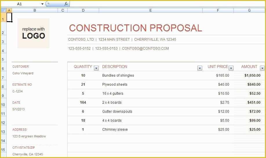 Contractor Bid Sheet Template Free Of Construction Bid Template