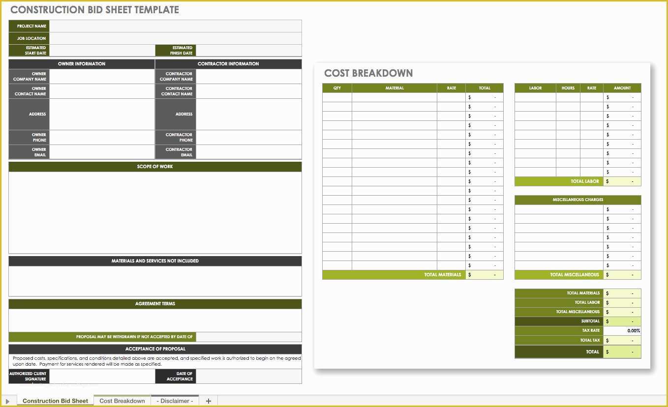 Contractor Bid Sheet Template Free Of the Master Guide to Construction Bidding