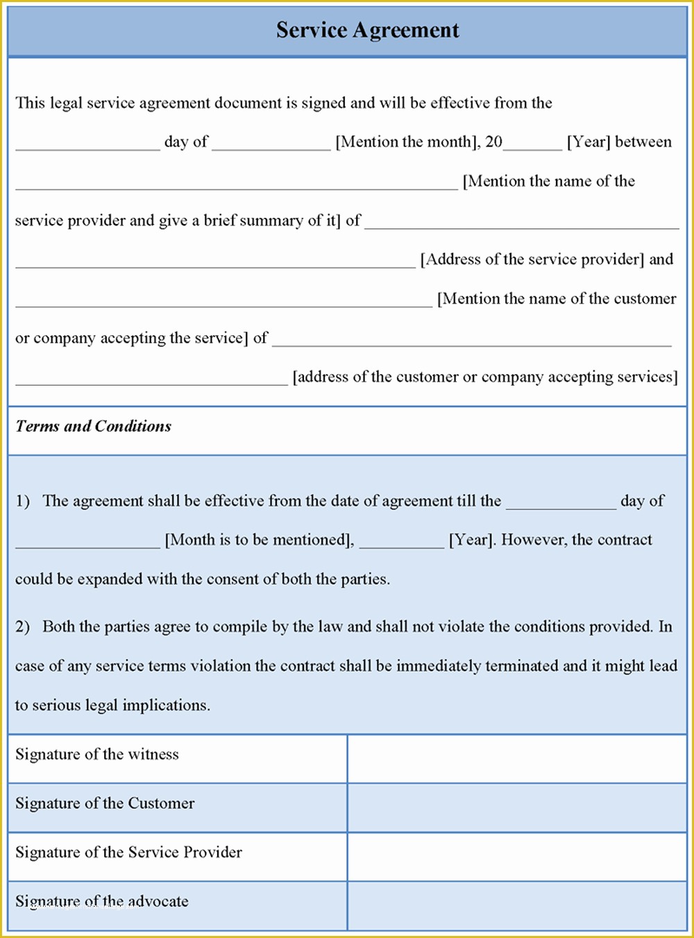 Contractor Service Agreement Template Free Of Agreement Template for Service format Of Service