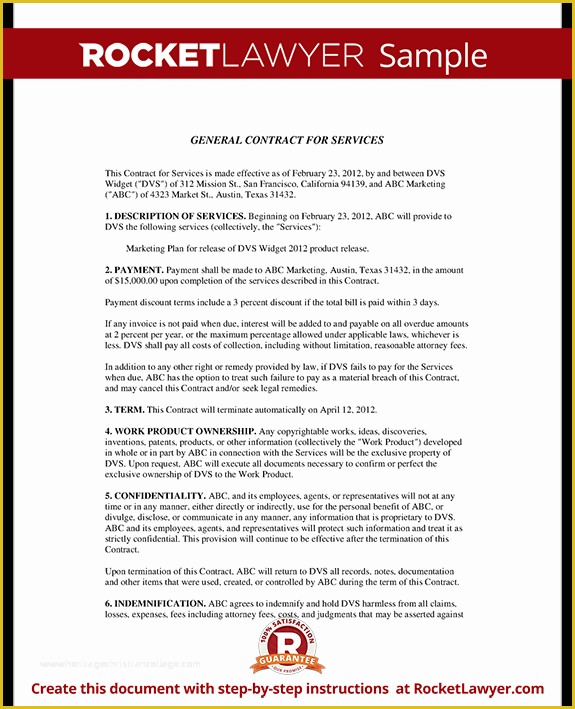 Contractor Service Agreement Template Free Of General Contract for Services form Template with Sample