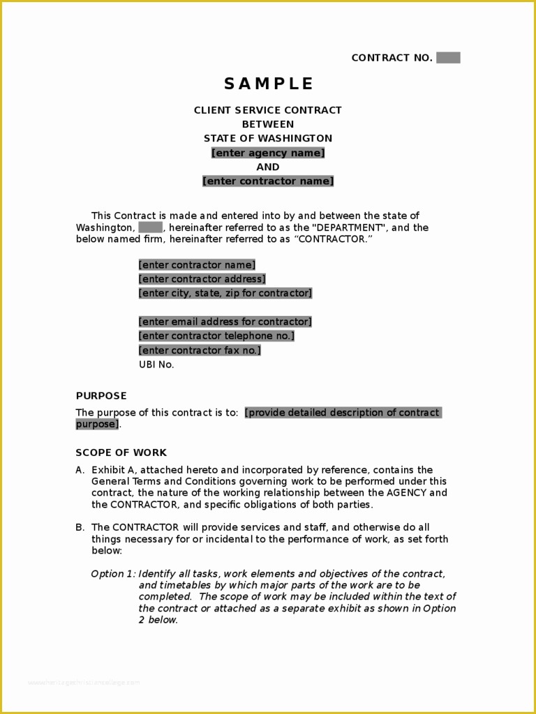 Contractor Service Agreement Template Free Of Service Contract Template 12 Free Templates In Pdf Word