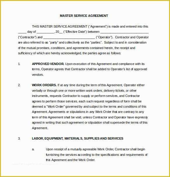 Contractor Service Agreement Template Free Of Vendor Agreement Template – 26 Free Word Pdf Documents