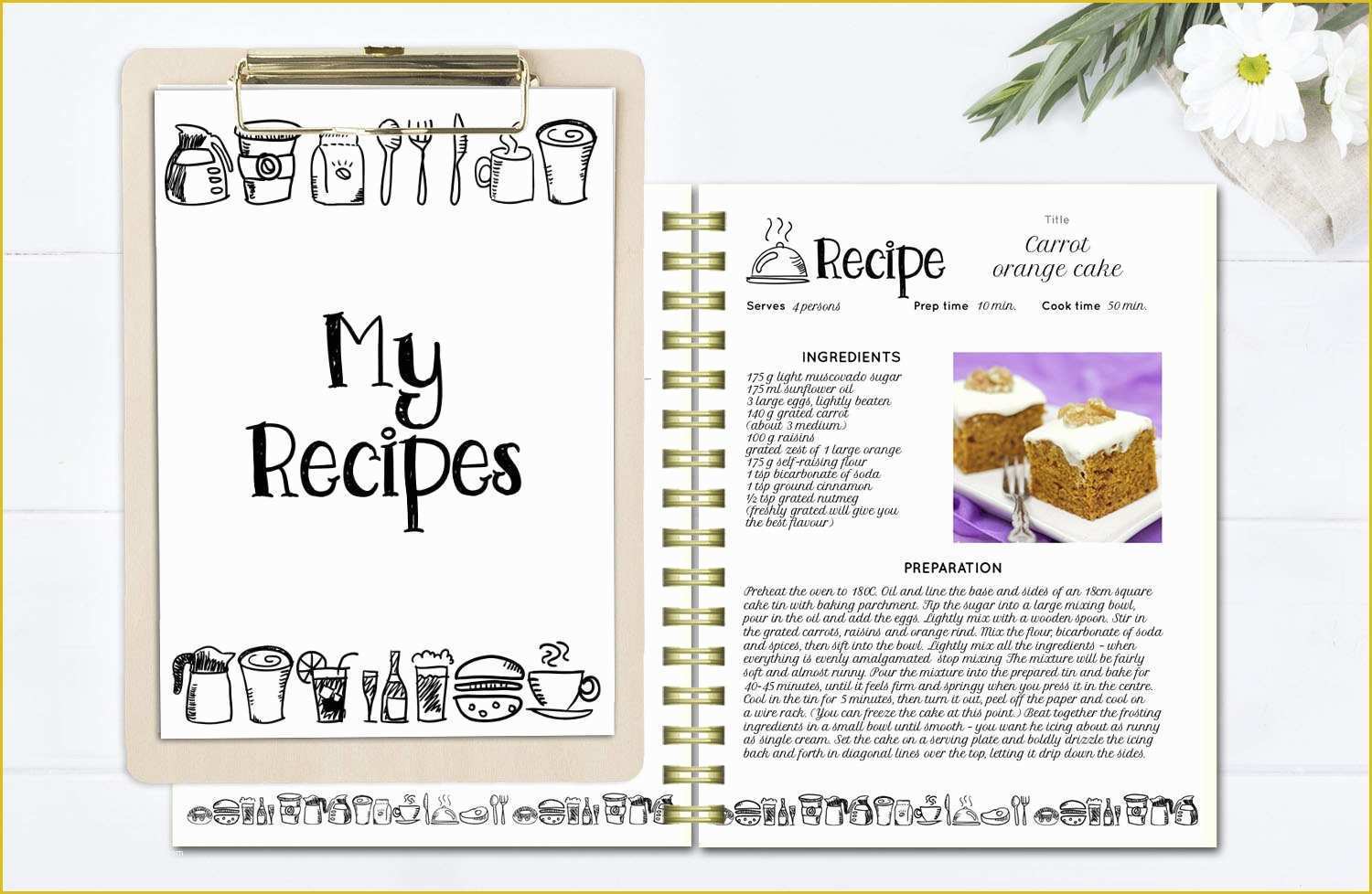 Cookbook Page Template Free Of Black and White Recipe Book Template Editable Recipe