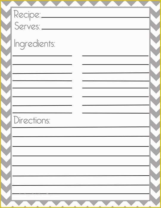 Cookbook Page Template Free Of Chevron Gray Recipe Page and Filler Page