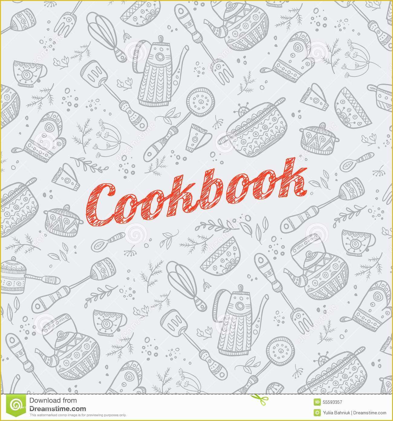Cookbook Page Template Free Of Cookbook Cover with Kitchen Items Stock Vector