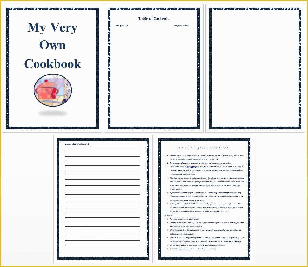 Free Printable Cookbook Template