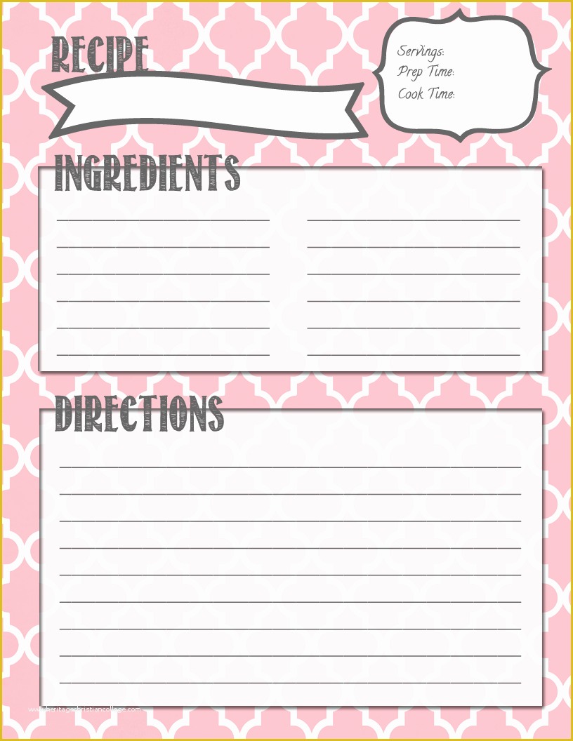 Cookbook Page Template Free Of Melanie Gets Married Recipe Binder Printables