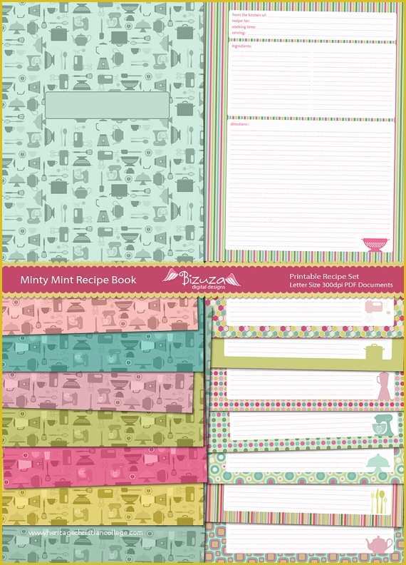 Cookbook Page Template Free Of Printable Recipe Binder Set Editable Pdf Cookbook Recipe