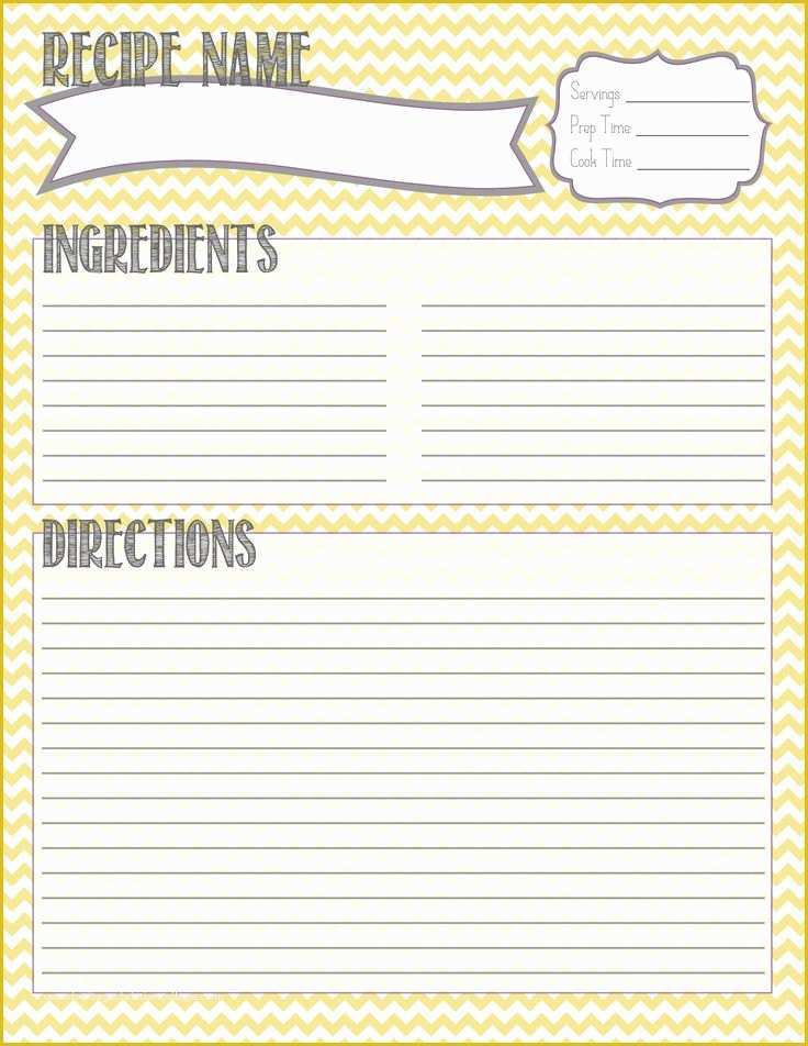 Cookbook Page Template Free Of Printable Recipe Card