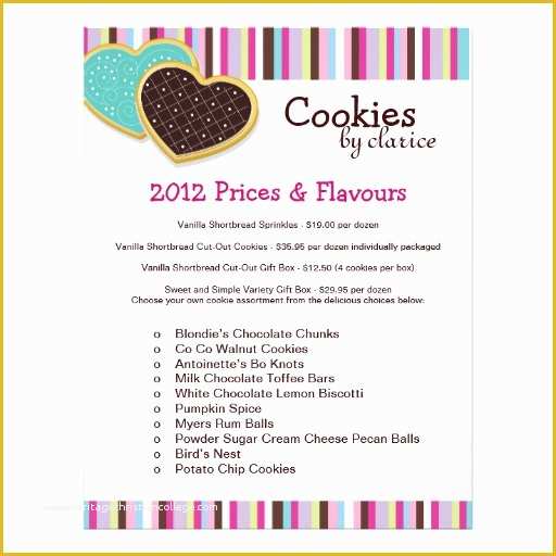 Cookie Flyer Template Free Of Cookie Price List Flyer