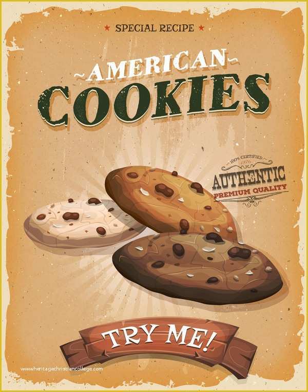 Cookie Flyer Template Free Of Cookies Poster and Flyer Retro Vector Free