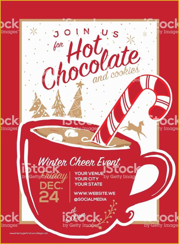 Cookie Flyer Template Free Of Hot Chocolate and Cookies Invitation Party Greeting Design