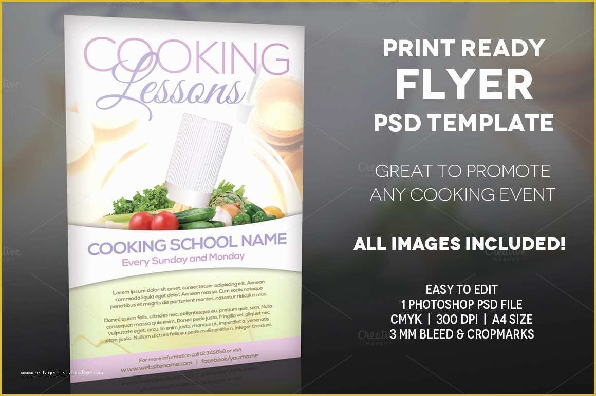 Cooking Flyers Templates Free Of Cooking Lessons A4 Flyer Template Flyer Templates On