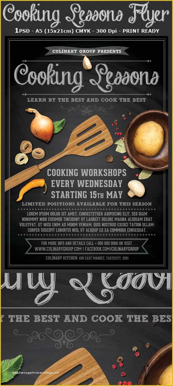 Cooking Flyers Templates Free Of Cooking Lessons Flyer Template V2 On Behance