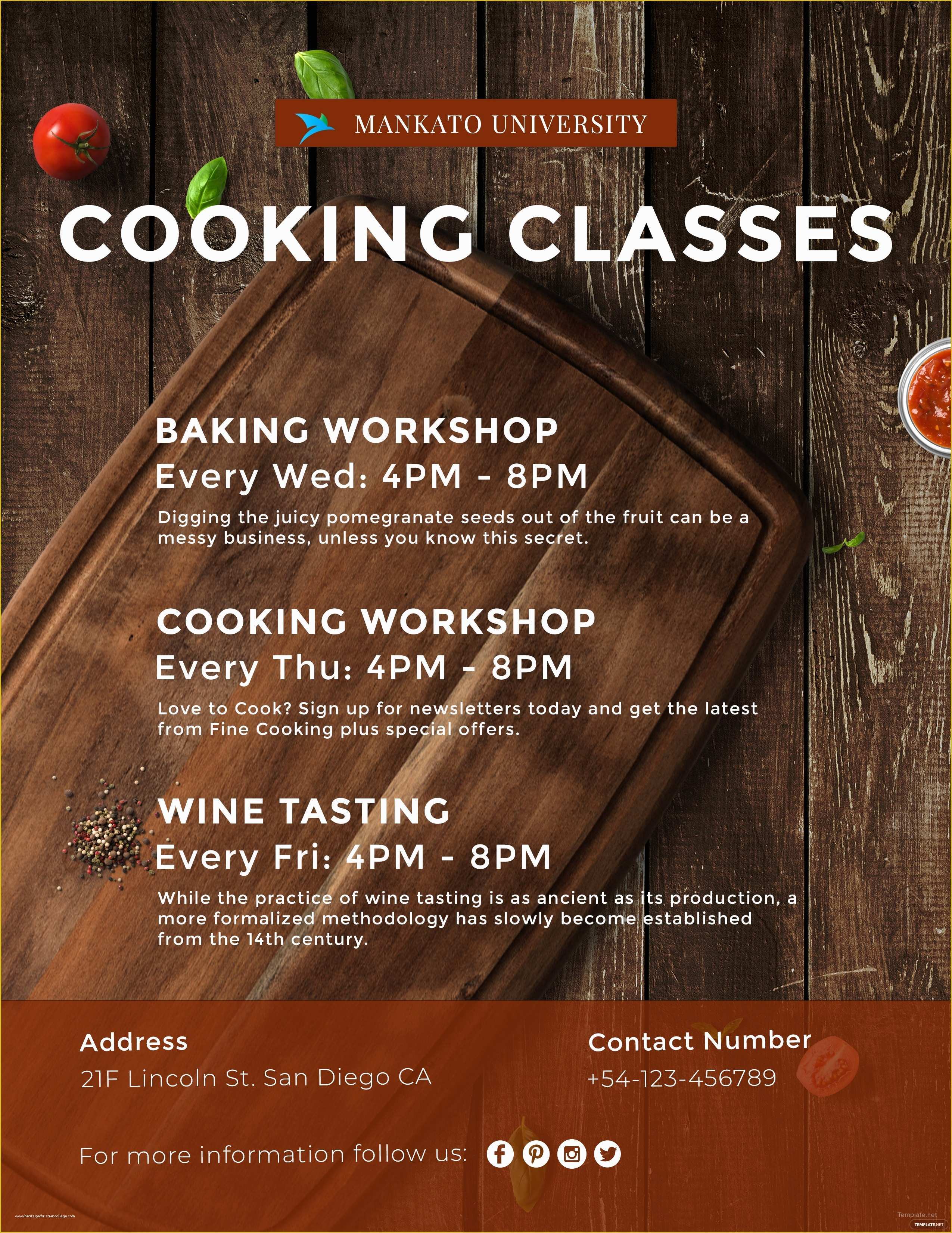 Cooking Flyers Templates Free Of Free Cooking Classes Flyer Template In Adobe Shop