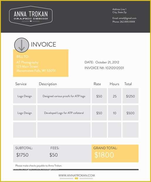 Cool Invoice Template Free Of Cool Graphic Design Invoice Template Design From Anna