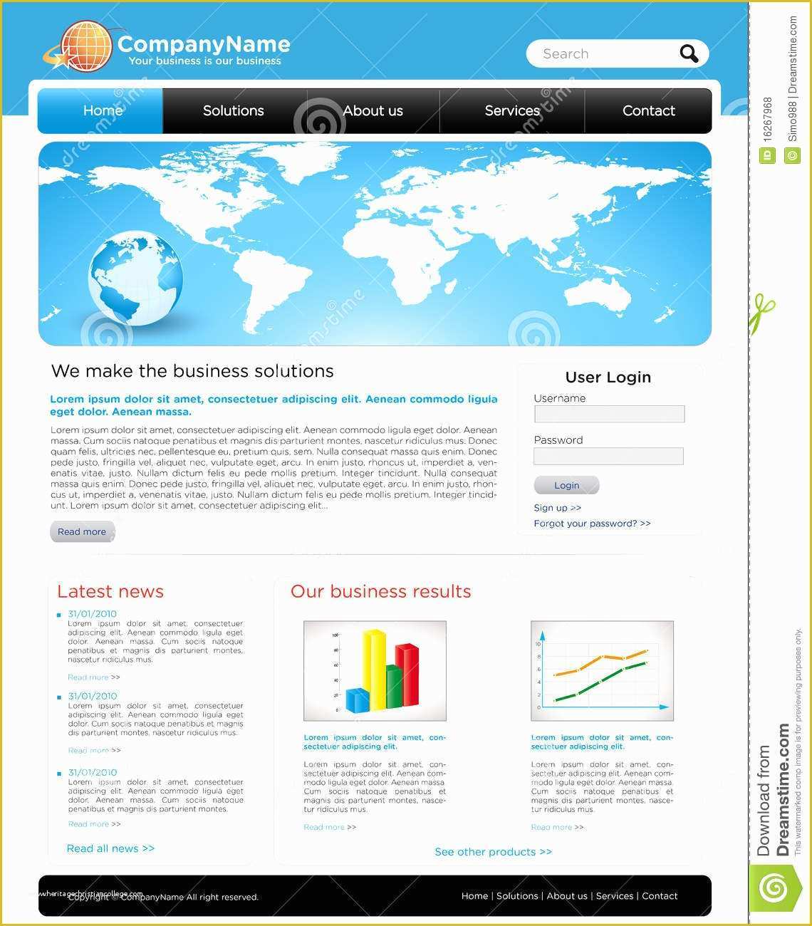 Copyright Free Website Templates Of A Editable Business Website Template Royalty Free Stock