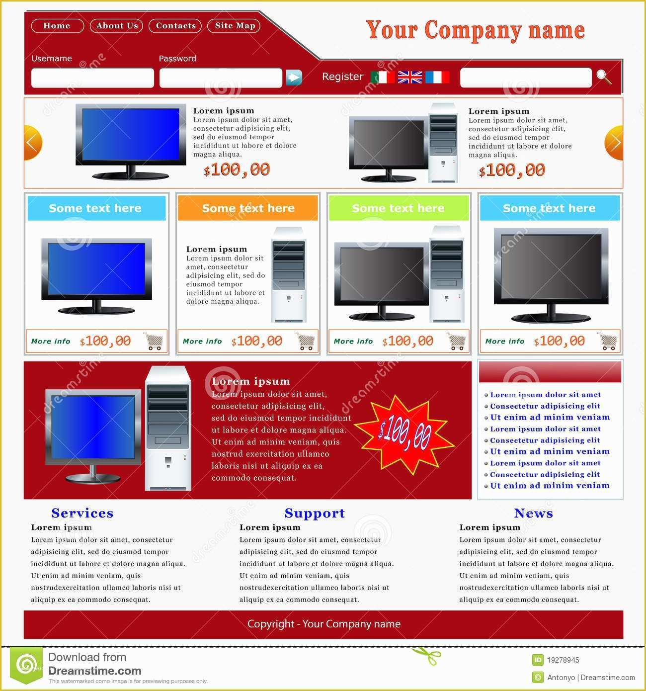 Copyright Free Website Templates Of E Merce Website Template Royalty Free Stock