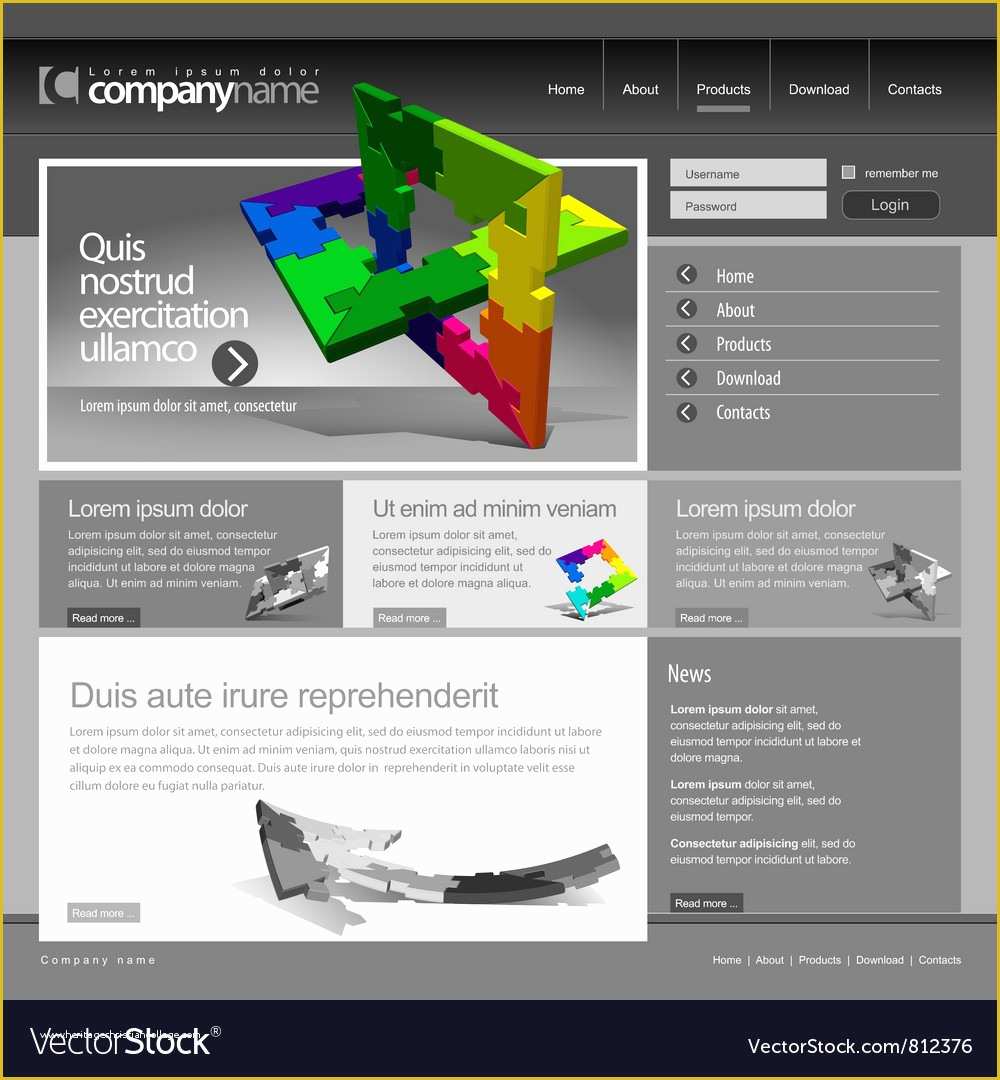 Copyright Free Website Templates Of Gray Website Template 960 Grid Royalty Free Vector Image