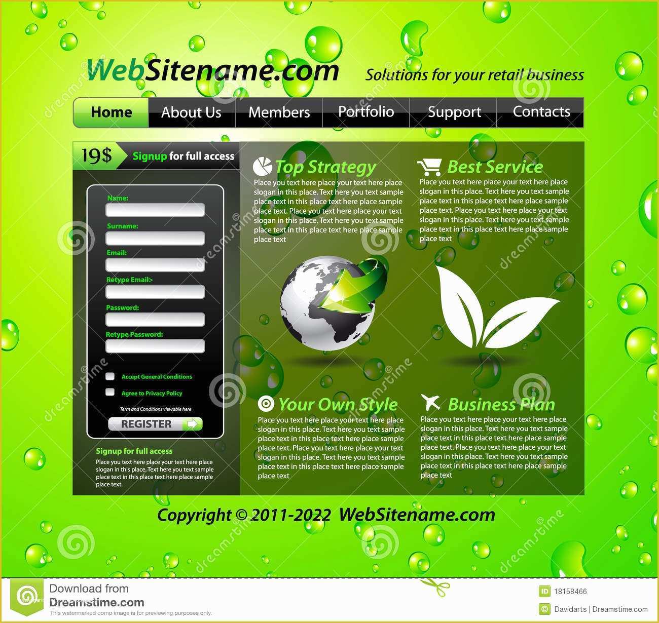 Copyright Free Website Templates Of Green Eco themed Website Template Royalty Free Stock Image