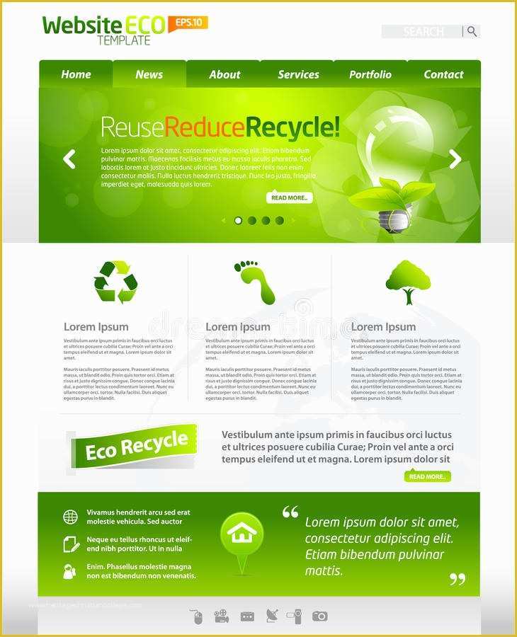 Copyright Free Website Templates Of Green Eco Web Template Layout Stock Vector Image