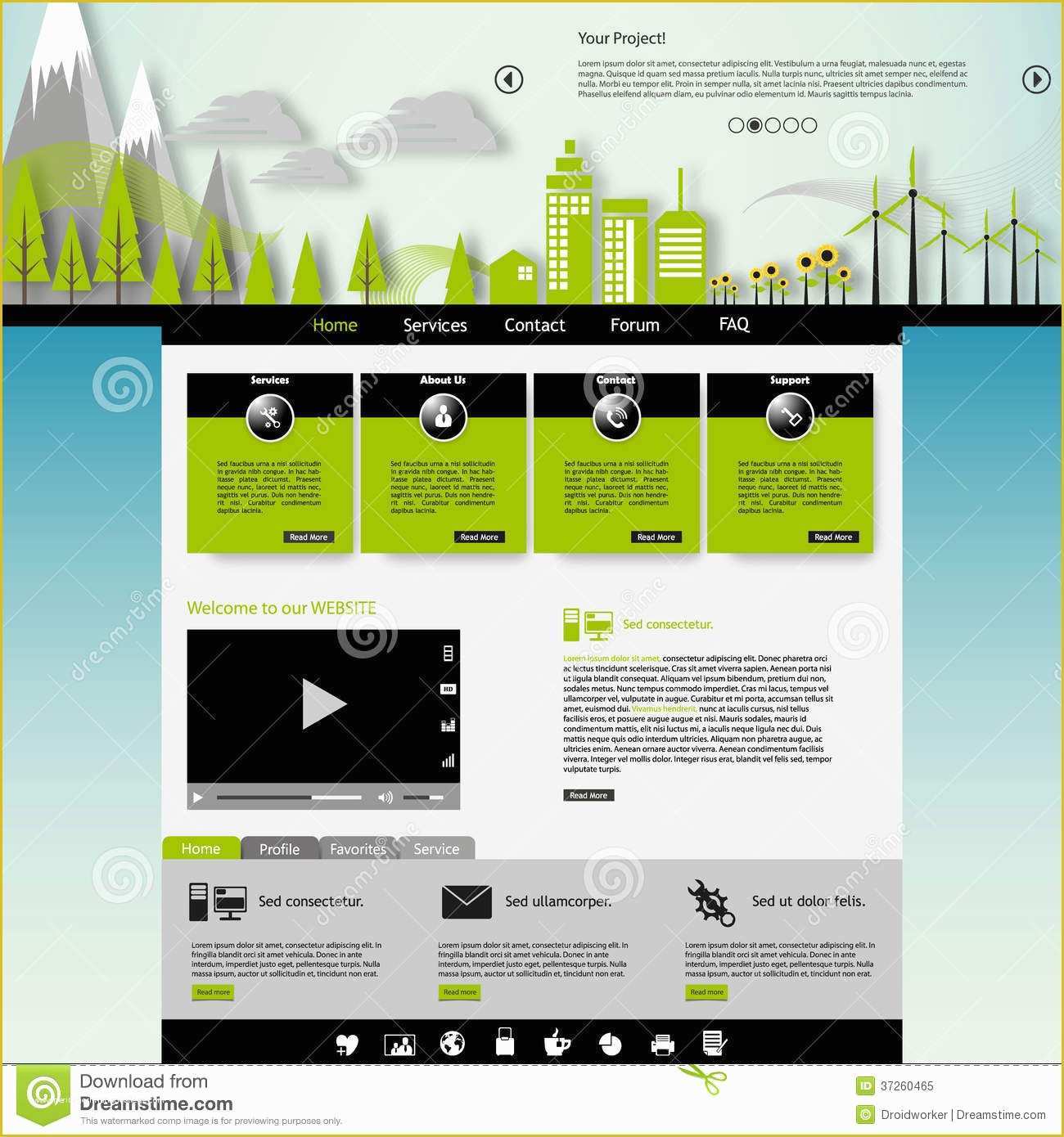 Copyright Free Website Templates Of Modern Eco Website Template with Flat Eco City