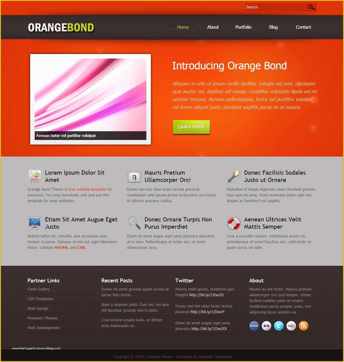 Copyright Free Website Templates Of orange Bond Free Templates