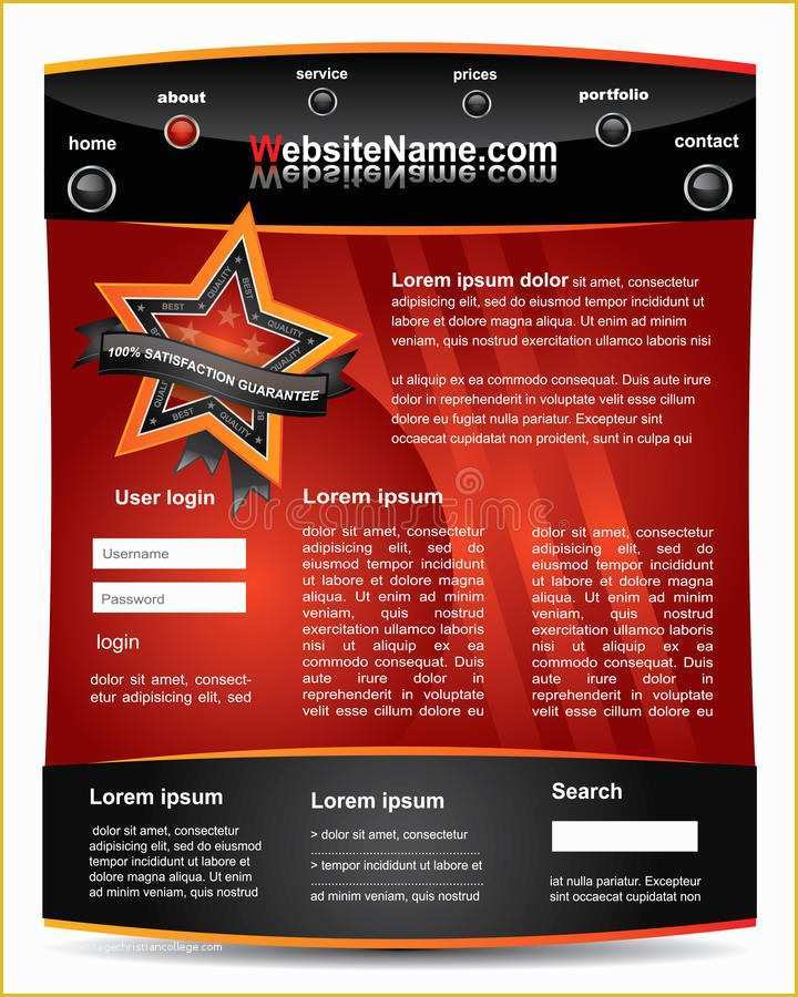 Copyright Free Website Templates Of Red and Black Editable Website Template Stock Vector