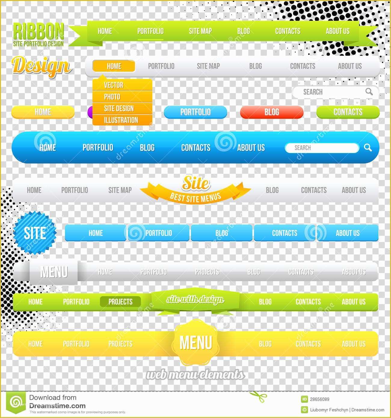 Copyright Free Website Templates Of Web Menu Element Templates Stock Vector Illustration Of